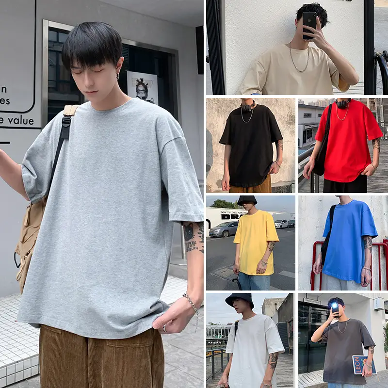 Men Korean Style T-shirt Short Sleeve Solid Color - Image 4