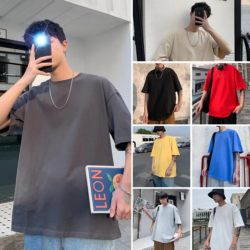 Men Korean Style T-shirt Short Sleeve Solid Color - Image 5