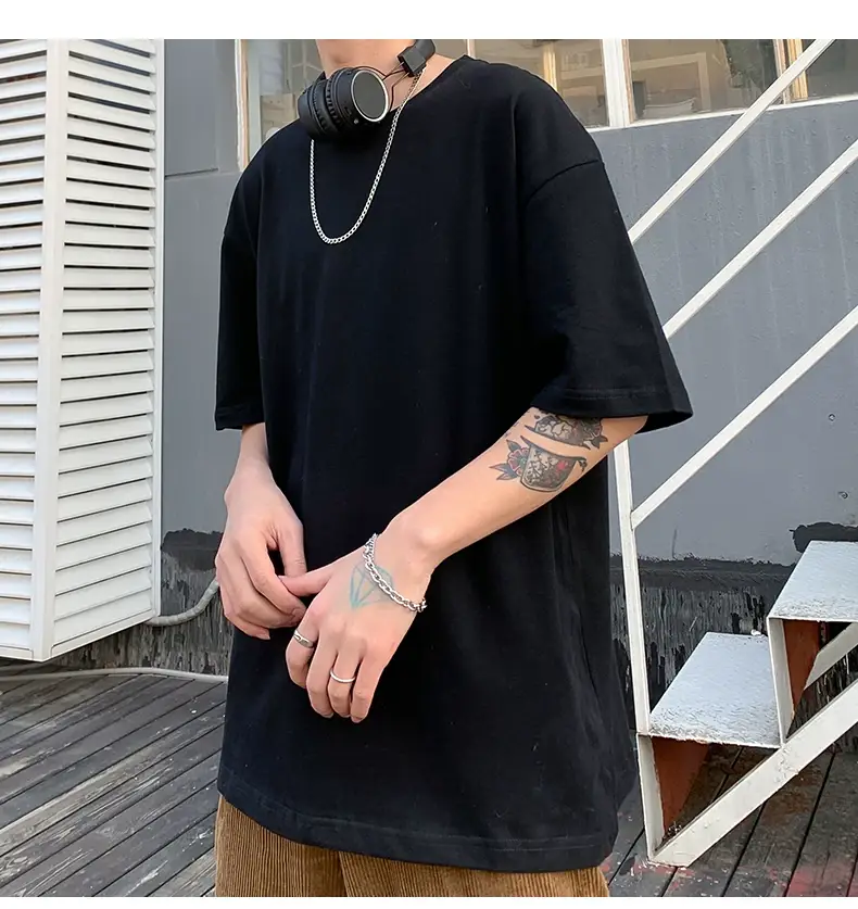 Men Korean Style T-shirt Short Sleeve Solid Color — feature 12