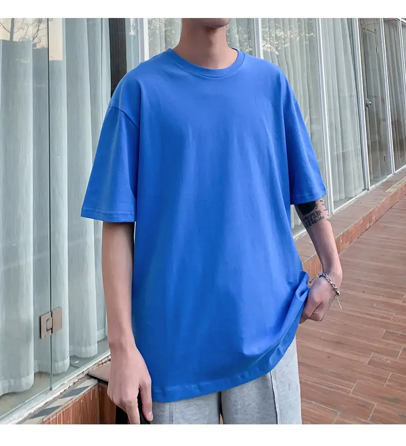 Men Korean Style T-shirt Short Sleeve Solid Color — feature 15