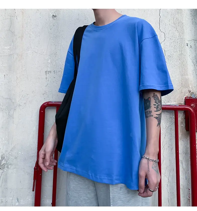 Men Korean Style T-shirt Short Sleeve Solid Color — feature 17