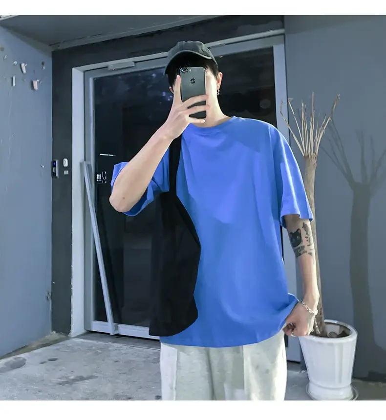 Men Korean Style T-shirt Short Sleeve Solid Color — feature 19