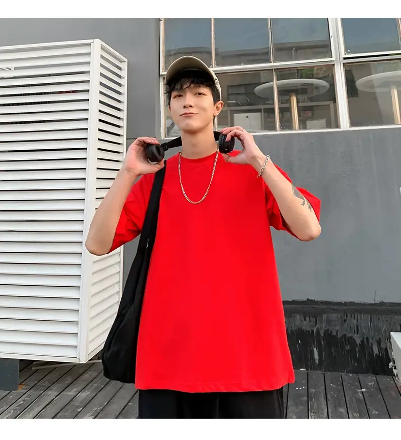 Men Korean Style T-shirt Short Sleeve Solid Color — feature 23