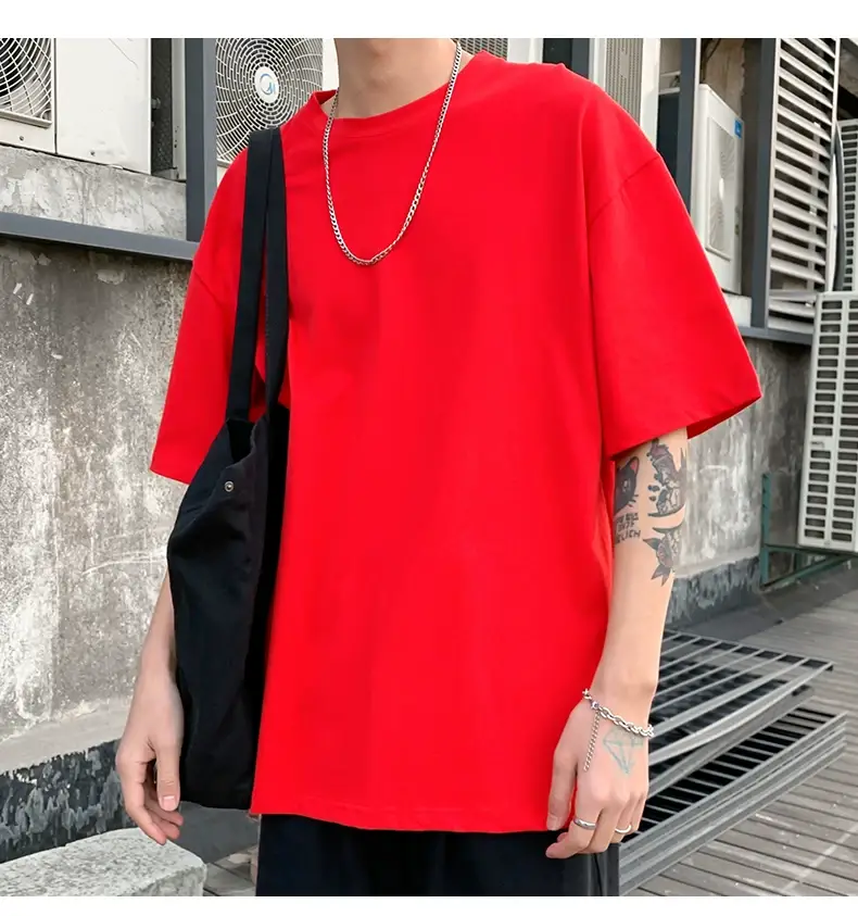 Men Korean Style T-shirt Short Sleeve Solid Color — feature 25