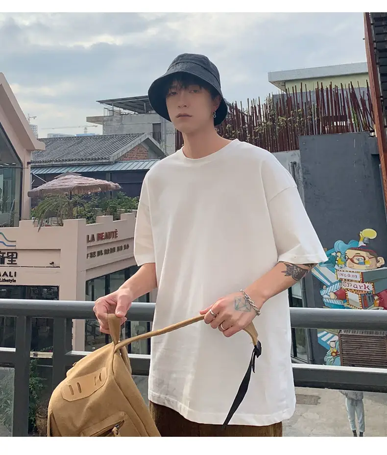 Men Korean Style T-shirt Short Sleeve Solid Color — feature 3