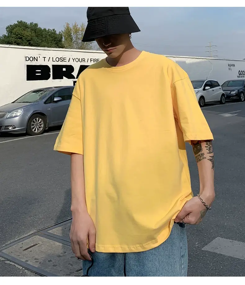 Men Korean Style T-shirt Short Sleeve Solid Color — feature 32
