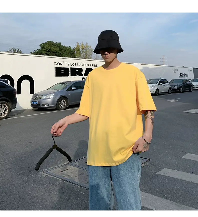 Men Korean Style T-shirt Short Sleeve Solid Color — feature 33