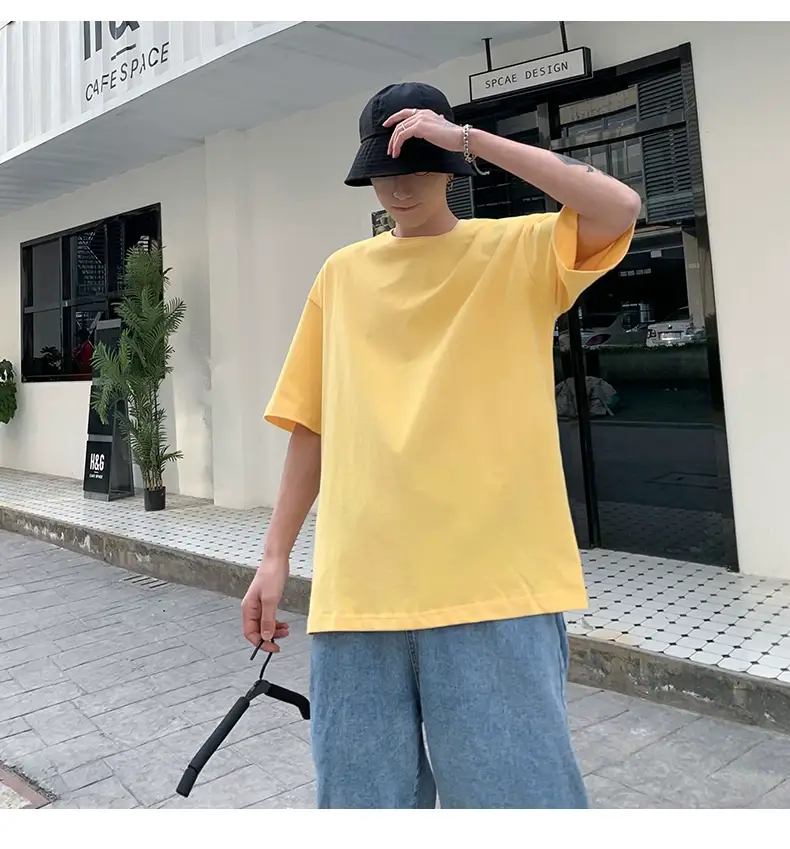Men Korean Style T-shirt Short Sleeve Solid Color — feature 35