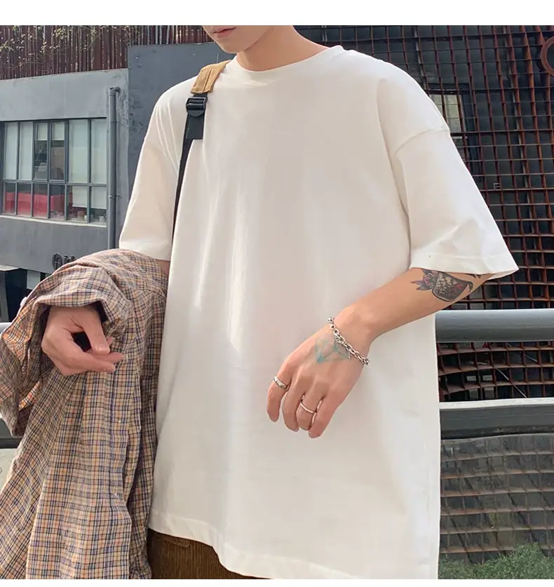 Men Korean Style T-shirt Short Sleeve Solid Color — feature 4