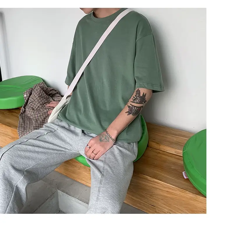 Men Korean Style T-shirt Short Sleeve Solid Color — feature 40