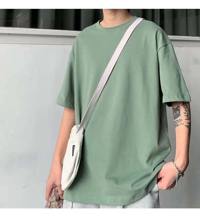 Men Korean Style T-shirt Short Sleeve Solid Color — feature 42