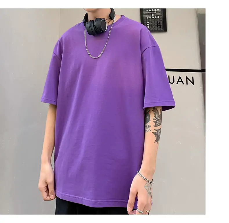 Men Korean Style T-shirt Short Sleeve Solid Color — feature 44