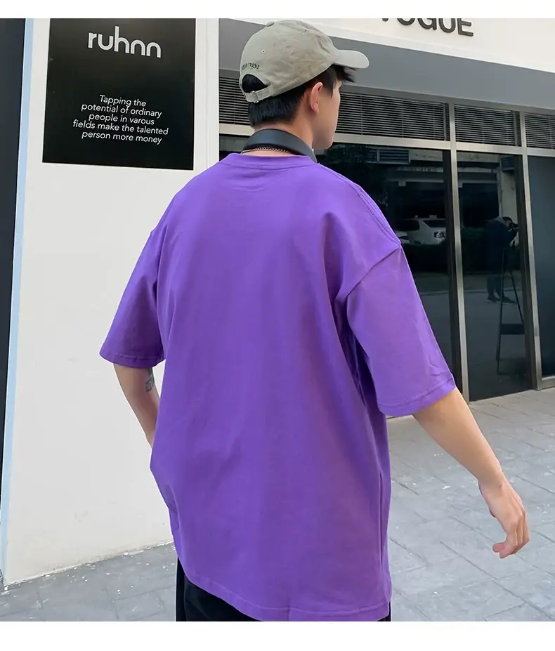 Men Korean Style T-shirt Short Sleeve Solid Color — feature 46