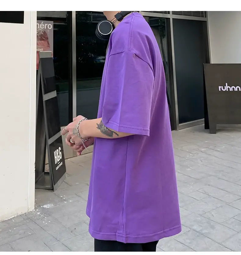 Men Korean Style T-shirt Short Sleeve Solid Color — feature 47