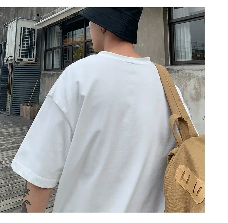 Men Korean Style T-shirt Short Sleeve Solid Color — feature 5