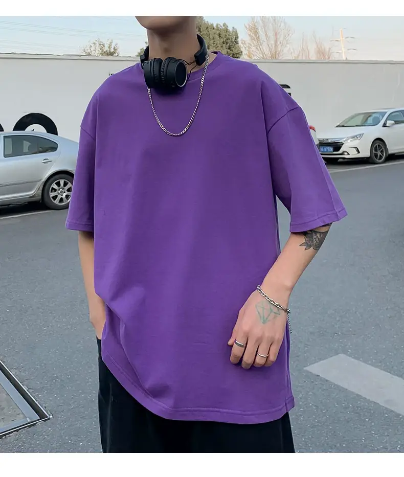 Men Korean Style T-shirt Short Sleeve Solid Color — feature 50