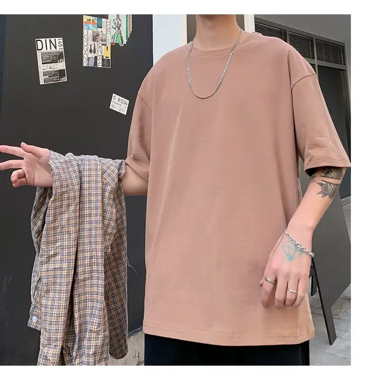 Men Korean Style T-shirt Short Sleeve Solid Color — feature 55