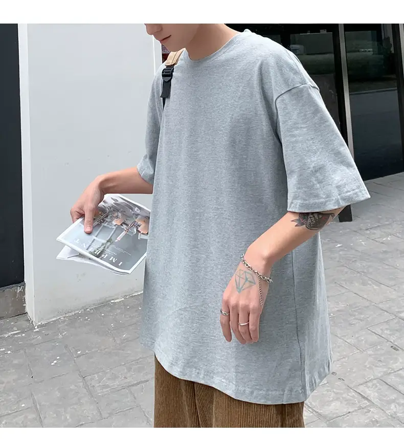Men Korean Style T-shirt Short Sleeve Solid Color — feature 61