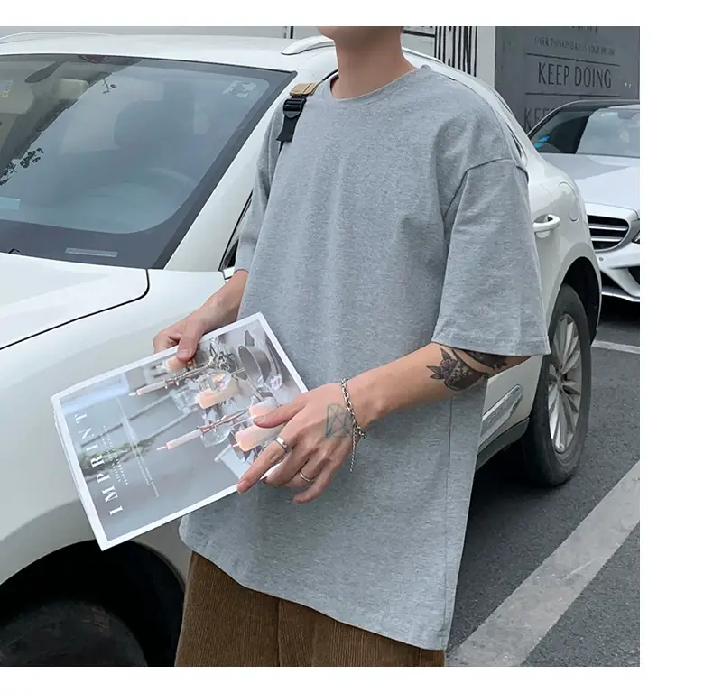 Men Korean Style T-shirt Short Sleeve Solid Color — feature 62