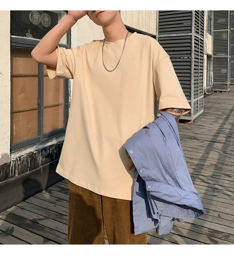 Men Korean Style T-shirt Short Sleeve Solid Color — feature 65