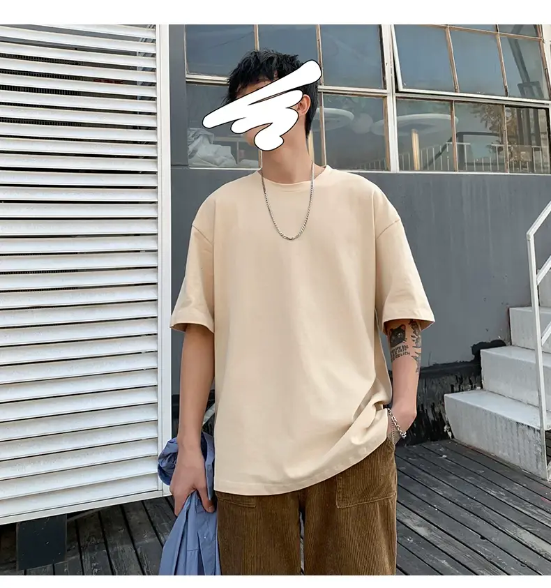 Men Korean Style T-shirt Short Sleeve Solid Color — feature 67