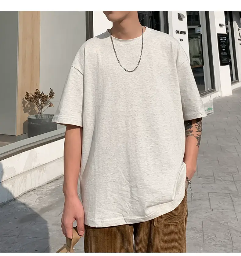 Men Korean Style T-shirt Short Sleeve Solid Color — feature 68