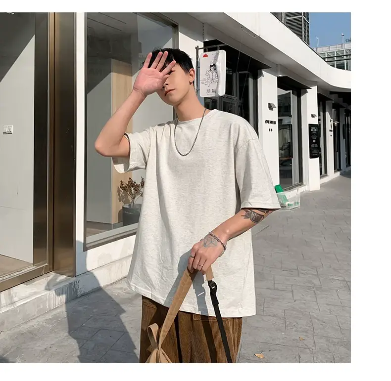 Men Korean Style T-shirt Short Sleeve Solid Color — feature 69