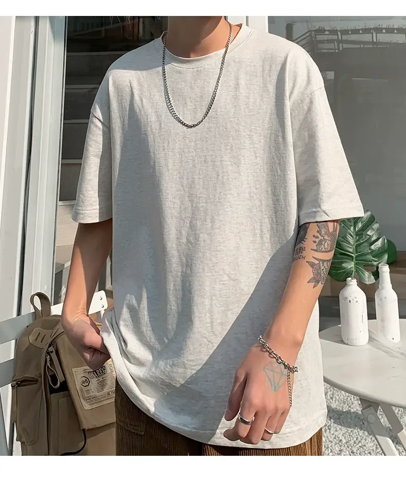 Men Korean Style T-shirt Short Sleeve Solid Color — feature 71
