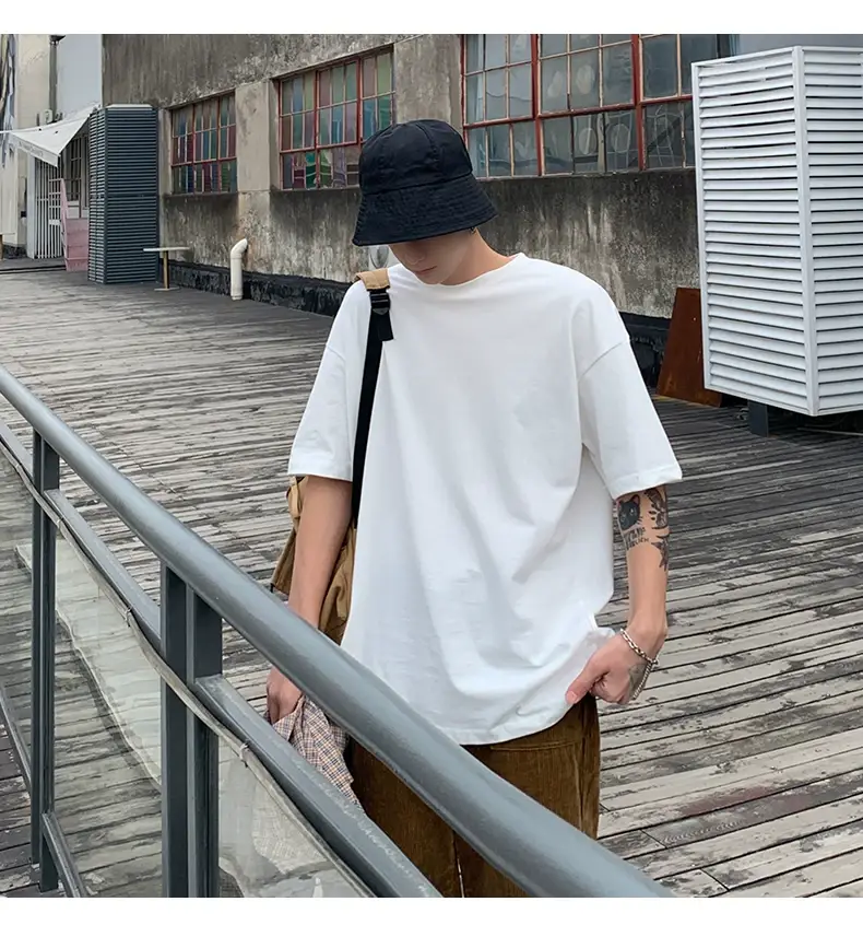 Men Korean Style T-shirt Short Sleeve Solid Color — feature 8