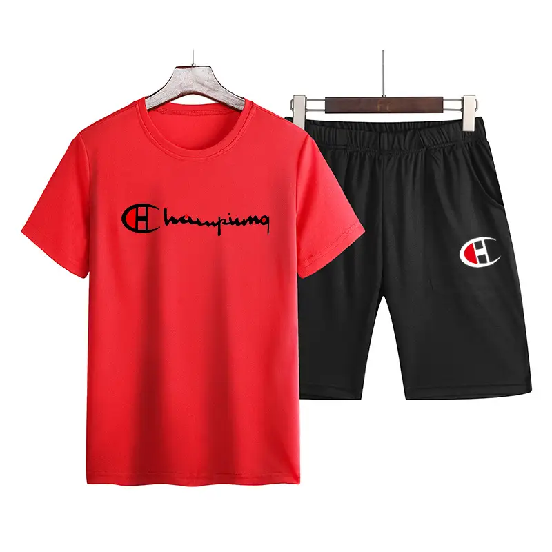 Men's Yellow Champion T-Shirt & Black Shorts Set - Image 2