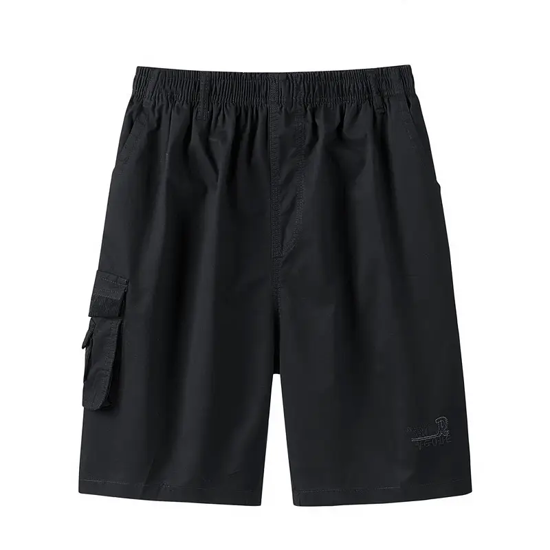 Men's Olive Green Cotton Cargo Shorts Middle Age - Image 2