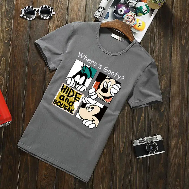 Men Grey Mickey Digital Print T-Shirt Short Sleeve - Image 8