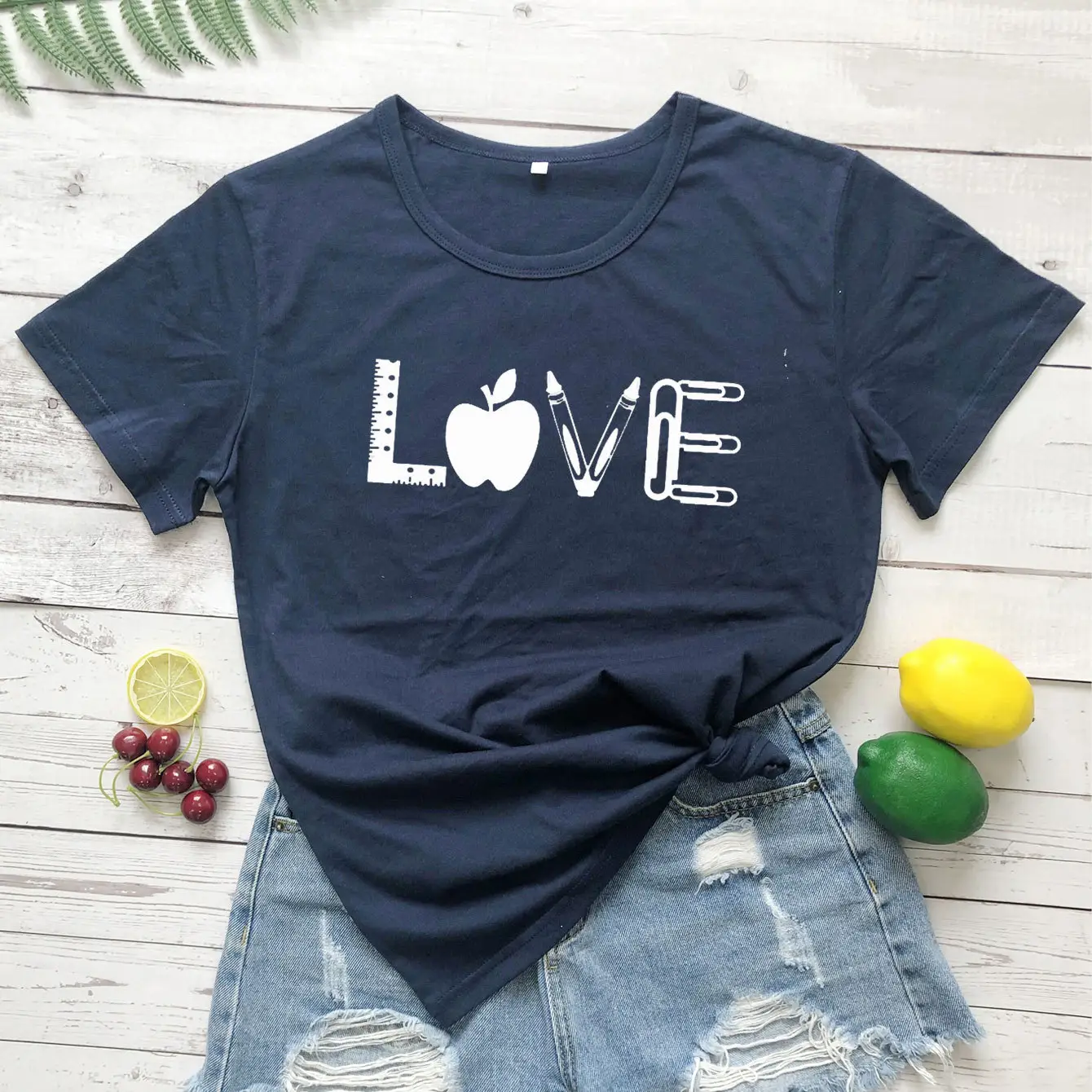Love Apple Graphic T-Shirt Yellow Short Sleeve - Image 13