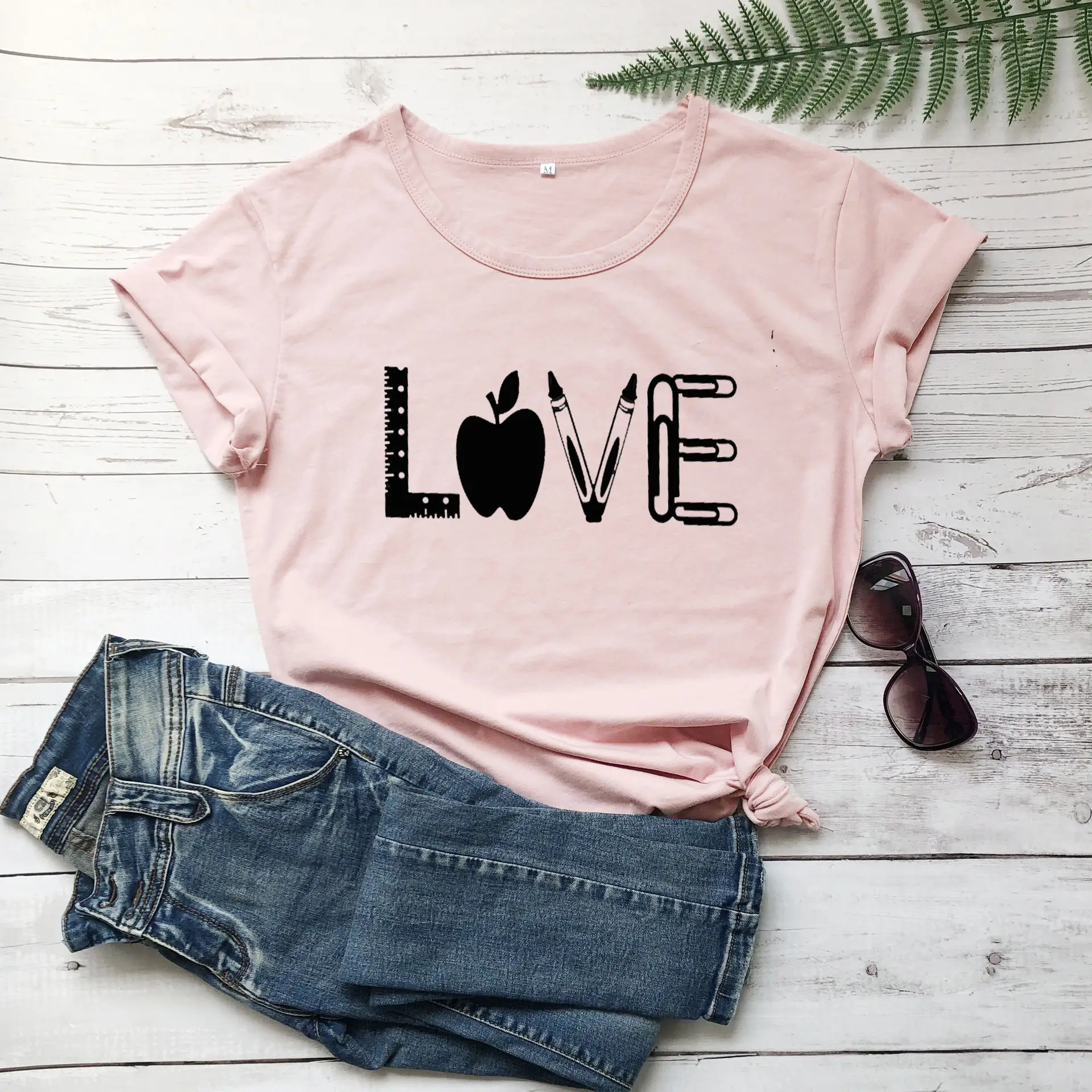 Love Apple Graphic T-Shirt Yellow Short Sleeve - Image 6