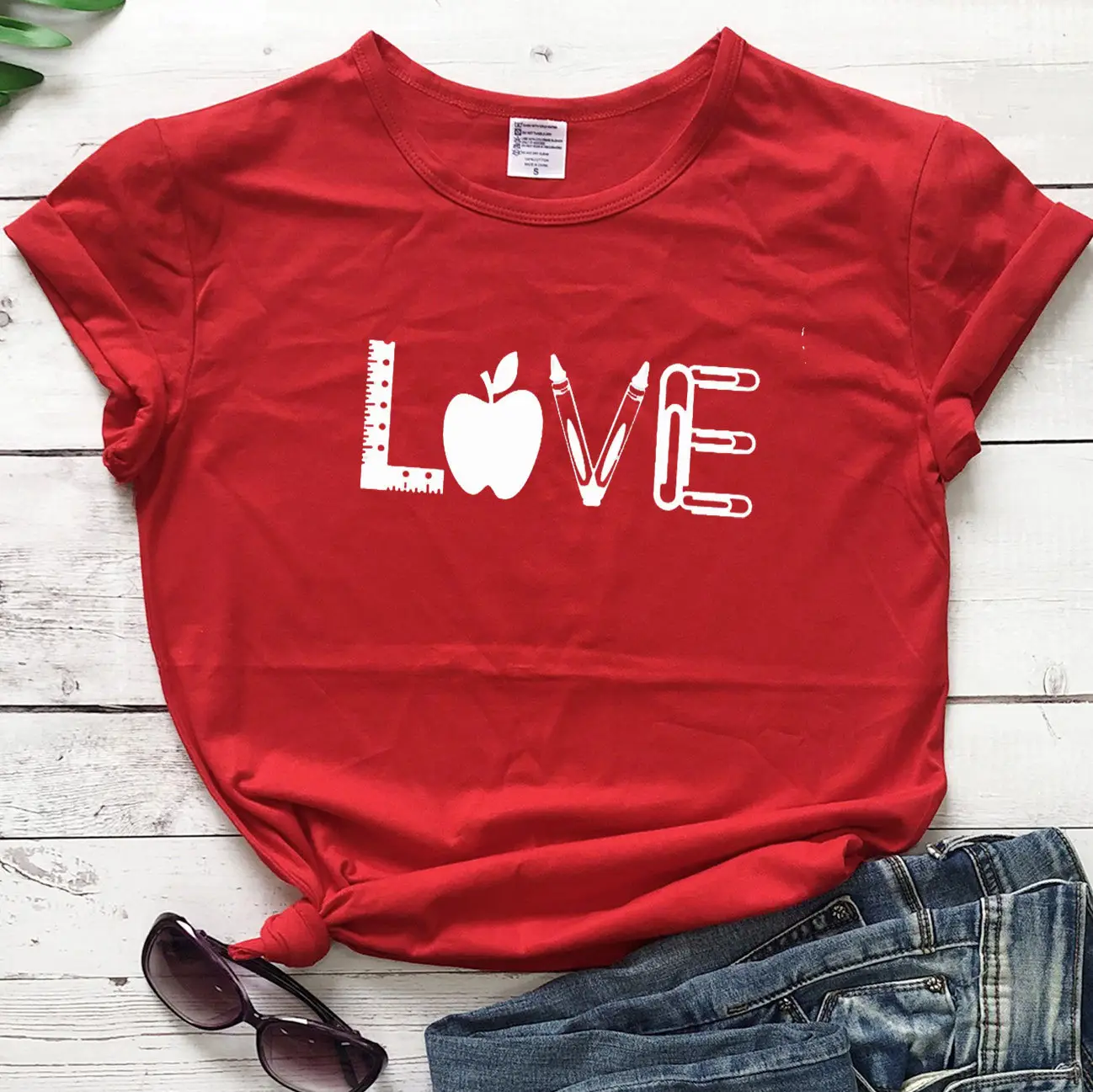 Love Apple Graphic T-Shirt Yellow Short Sleeve - Image 8