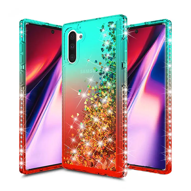 Liquid Sand Phone Case with Rhinestones & Two-Tone Gradient - Image 4