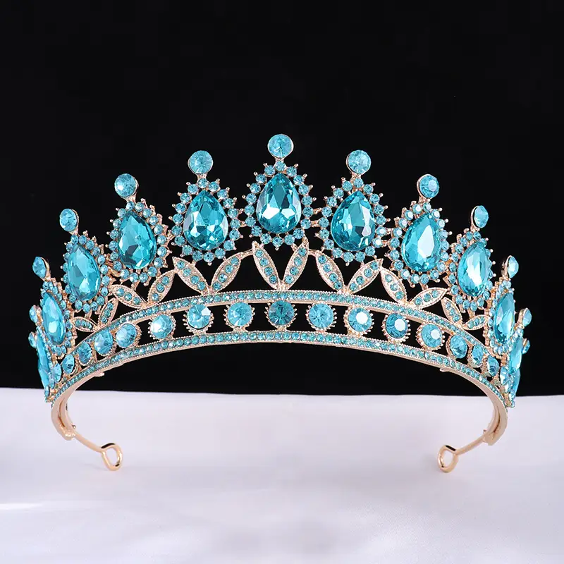 European & American Bride Crown with Drop Diamond & Princess Design - Image 20