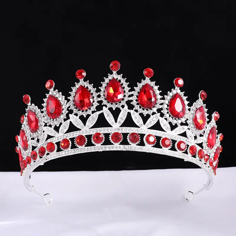 European & American Bride Crown with Drop Diamond & Princess Design - Image 17