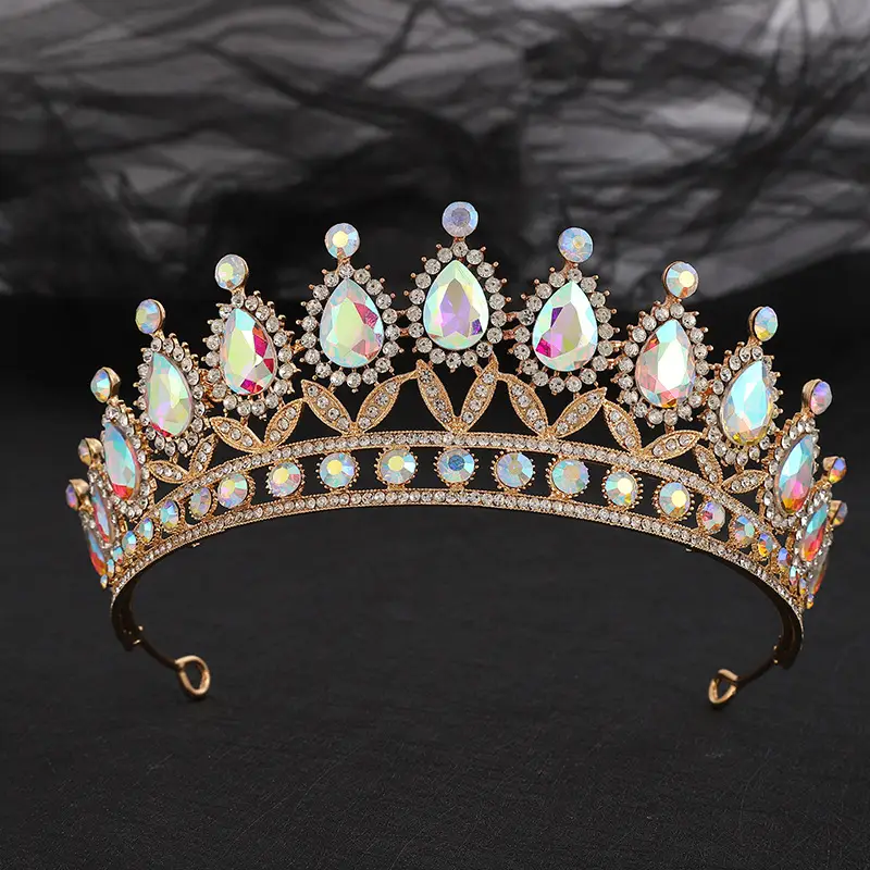 European & American Bride Crown with Drop Diamond & Princess Design - Image 10