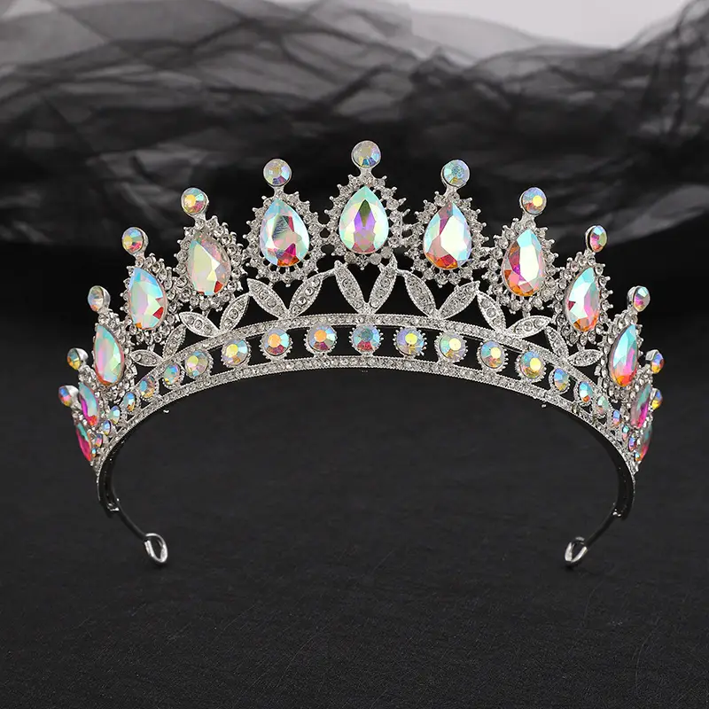 European & American Bride Crown with Drop Diamond & Princess Design - Image 11