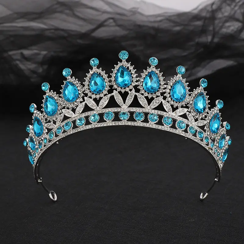 European & American Bride Crown with Drop Diamond & Princess Design - Image 13