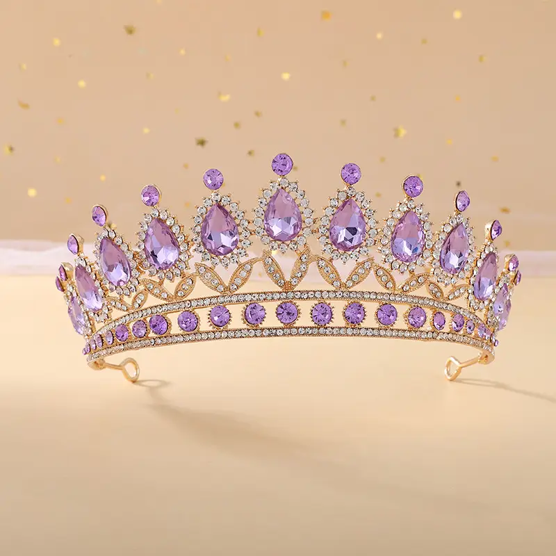 European & American Bride Crown with Drop Diamond & Princess Design - Image 14