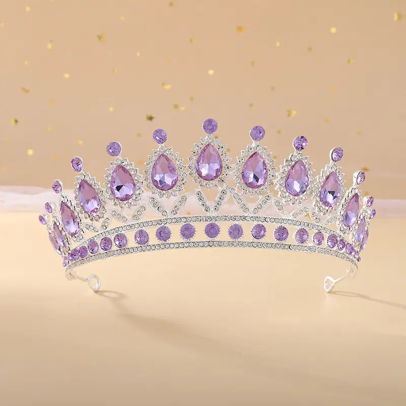 European & American Bride Crown with Drop Diamond & Princess Design - Image 15