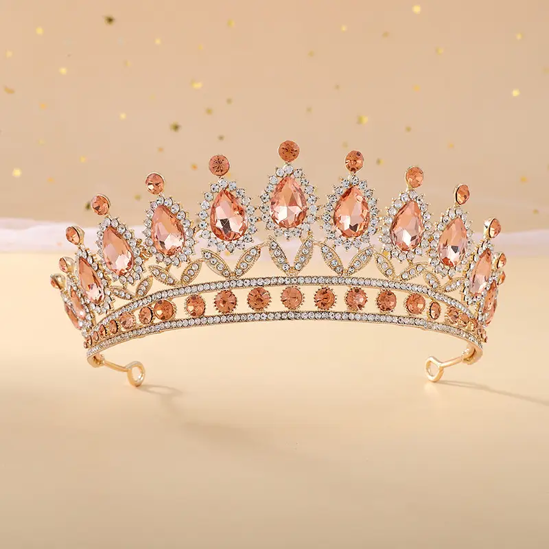European & American Bride Crown with Drop Diamond & Princess Design - Image 16