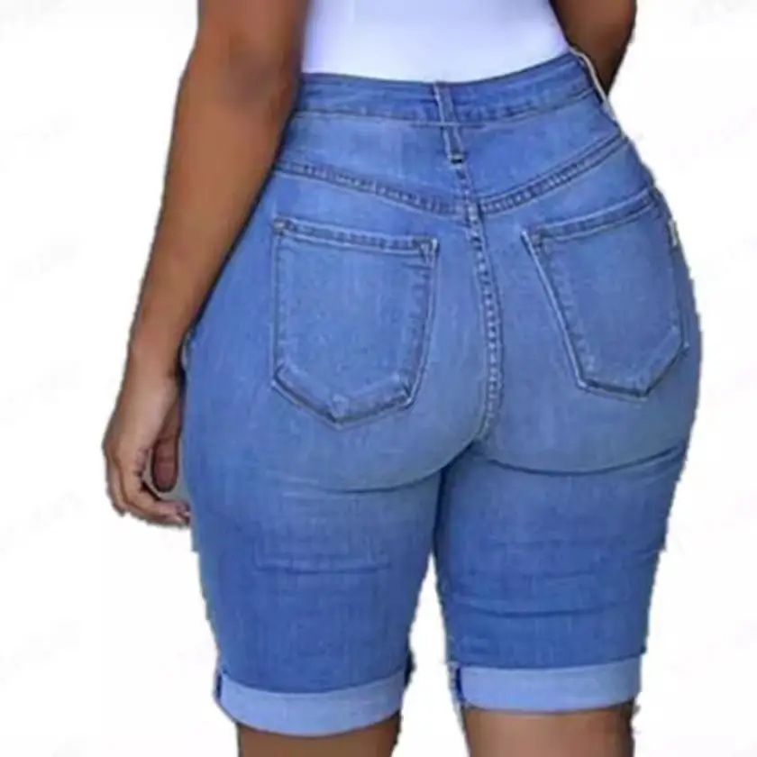 Ripped Denim Shorts Women Slimming 2024 - Image 7