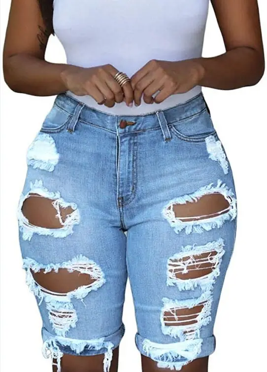 Ripped Denim Shorts Women Slimming 2024 — feature 14