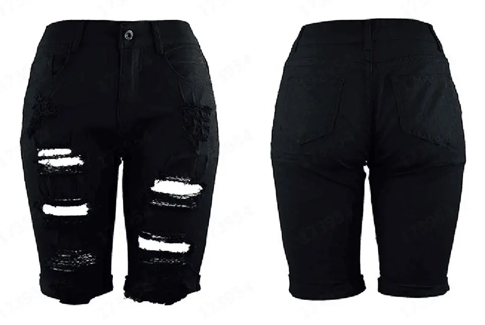 Ripped Denim Shorts Women Slimming 2024 - Image 3