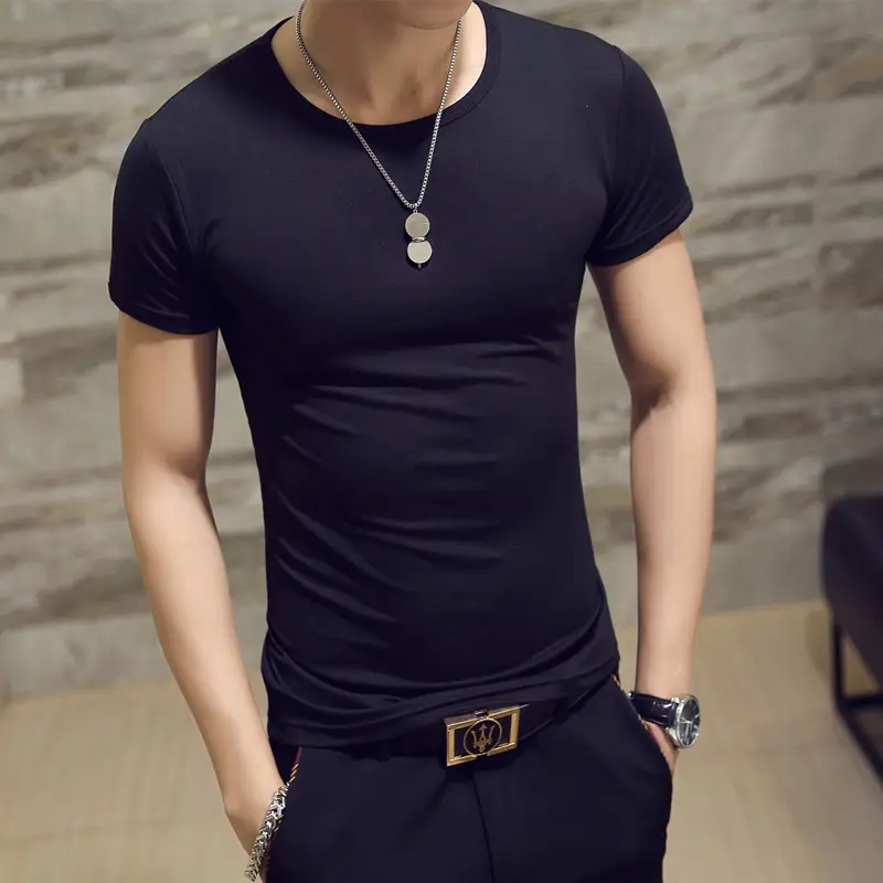 Men's White V-Neck Short Sleeve T-Shirt Plus Size