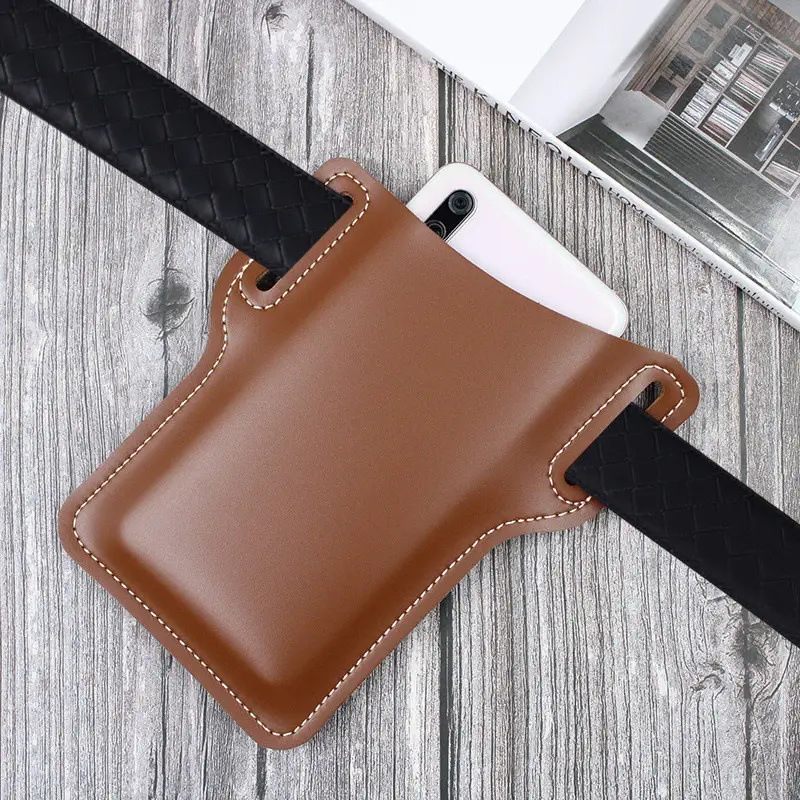 Leather Wallet with Black Strap, Brown, 1 Pc