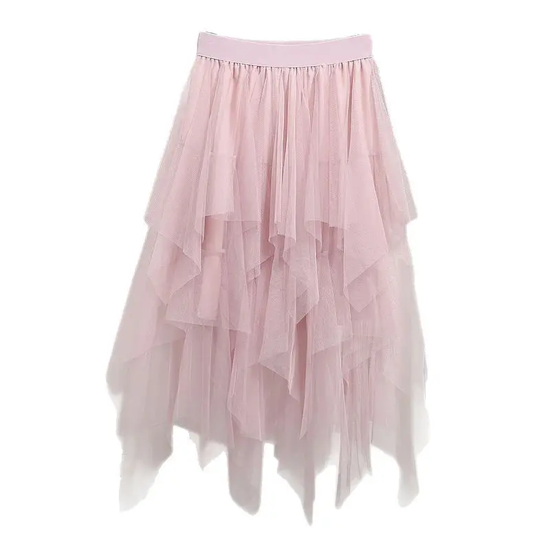 Orange Sequin Mesh Skirt for Women - Image 58
